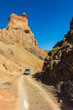 Car in Charyn Canyon near the Almaty city in Kazakhstan