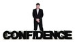 Video: Businessman standing over confidence word Businessman standing over confidence word
