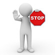 Foto: 3d man holding stop sign over white background 3d man holding stop sign over white background