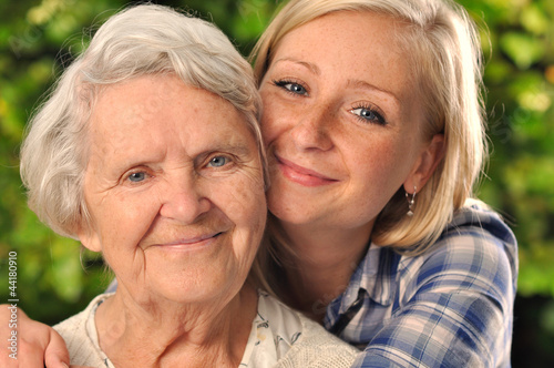 Photo: Grandmother and granddaughter. Grandmother and granddaughter.