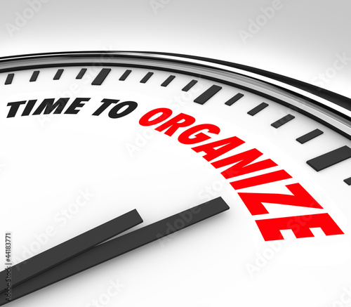 Illustration: Time to Organize Clock Now is Moment to Coordinate Order Time to Organize Clock Now is Moment to Coordinate Order