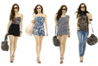 young woman with fashion sunglasses and handbag, collage