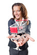Attractive businesswoman with shopping cart