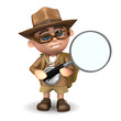 3d Explorer with a huge magnifying glass