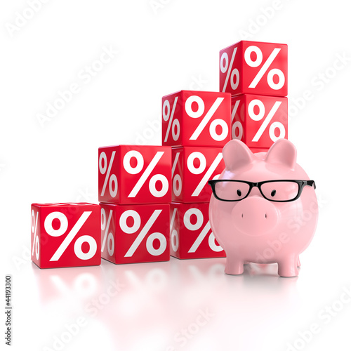 Illustration: Sparschwein mit Prozent-Zeichen Sparschwein mit Prozent-Zeichen