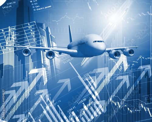 Photo: Plane against business background Plane against business background