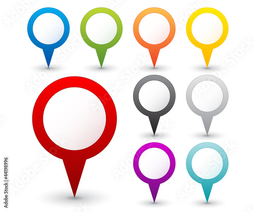 Vector: Set of round 3D map pointers Set of round 3D map pointers