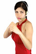 Beautiful call center girl ready to fight
