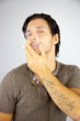 Handsome man smoking cigarette