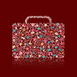 Colorful Luggage Icon Composed from Silhouettes