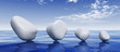 White stones on blue water