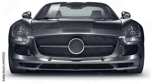 Illustration: Front view of black roadster Front view of black roadster