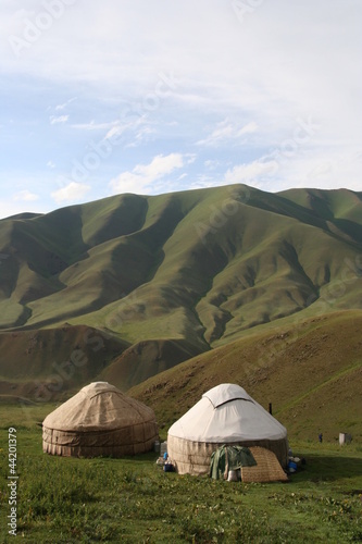 Photo: Yurt tents, Lake Song-Kul, Kyrgyzstan, Kirghizistan Yurt tents, Lake Song-Kul, Kyrgyzstan, Kirghizistan