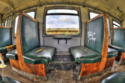 Photo: Old vandalized railcar compartment Old vandalized railcar compartment