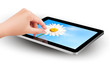 Fingers pinching to zoom tablet's screen  Vector