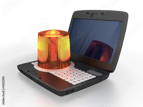 Illustration: Laptop with alarm light Laptop with alarm light