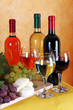 Vino bianco,rosso,rosato,formaggio fresco e uva