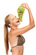 portrait of a funny woman with grape