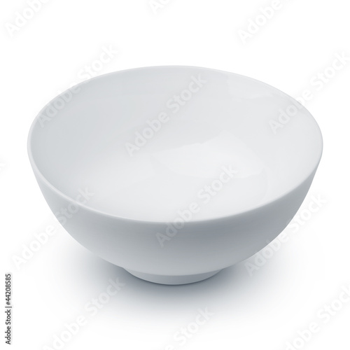 Photo: White ceramic bowl on white background White ceramic bowl on white background