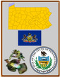 Vector: USA state Pennsylvania flag map coat bird USA state Pennsylvania flag map coat bird