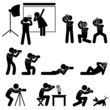 Vector: Photographer Cameraman Paparazzi Pose Posing Pictogram Photographer Cameraman Paparazzi Pose Posing Pictogram