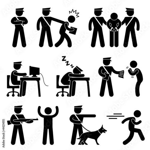 Vector: Security Guard Police Officer Thief Icon Symbol Sign Pictogram Security Guard Police Officer Thief Icon Symbol Sign Pictogram