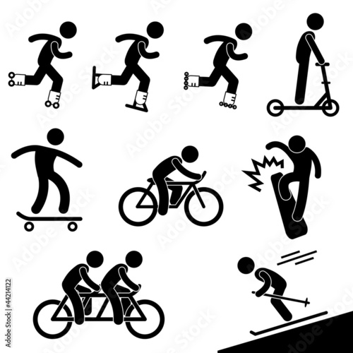 Vector: Skating and Riding Activity Icon Symbol Sign Pictogram Skating and Riding Activity Icon Symbol Sign Pictogram