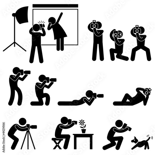 Vector: Photographer Cameraman Paparazzi Pose Posing Pictogram Photographer Cameraman Paparazzi Pose Posing Pictogram