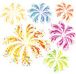 Brightly colorful fireworks isolated on white background