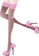 Sensuality long legs. Fashion stockings and high heels