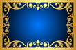Vector floral blue and gold frame