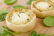 Quiche - Individual goat's cheese and spinach quiche.
