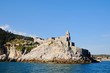 Entry in Portovenere harbour and church san Pietro