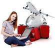 beautiful young woman online trip planning