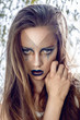 close up portrait pretty girl whith green eyes