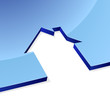 Blue house 3D shape concept image