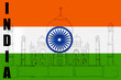 vector illustration of Taj Mahal against India flag background