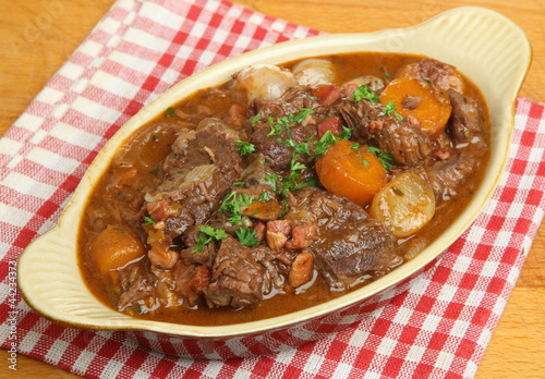 Photo: Beef Bourguignon Stew in Serving Dish Beef Bourguignon Stew in Serving Dish