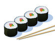 Vektor: Sushi Rolls with Chop Sticks Sushi Rolls with Chop Sticks