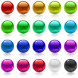 Collection of colorful glossy metallic spheres
