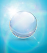 Sunny blue background, with transparent sphere