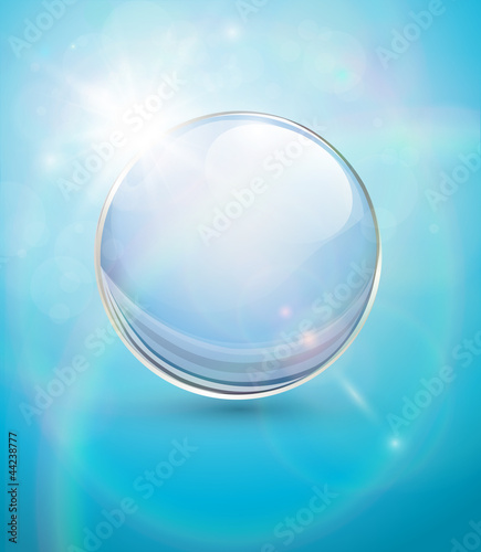 Vector: Sunny blue background, with transparent sphere Sunny blue background, with transparent sphere