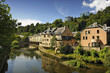 Houses along Alzette river in the Pfaffenthal area of Luxembourg