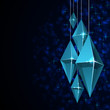 Vector: Christmas card with hanging blue glass baubles Christmas card with hanging blue glass baubles