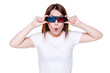 Photo: amazed girl in stereo glasses amazed girl in stereo glasses