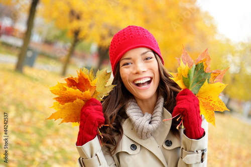 Photo: Fall woman happy and bliss Fall woman happy and bliss