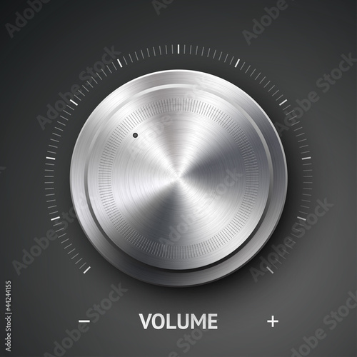 Vector: Volume button (music knob) with metal texture (chrome) Volume button (music knob) with metal texture (chrome)