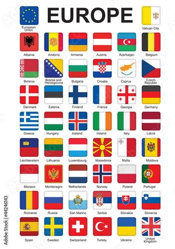 Vector: set of push buttons with flags of Europe vector illustration set of push buttons with flags of Europe vector illustration