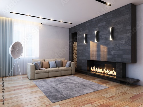 Illustration: new interior design in minimalist style new interior design in minimalist style