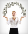 Woman with an arch of money